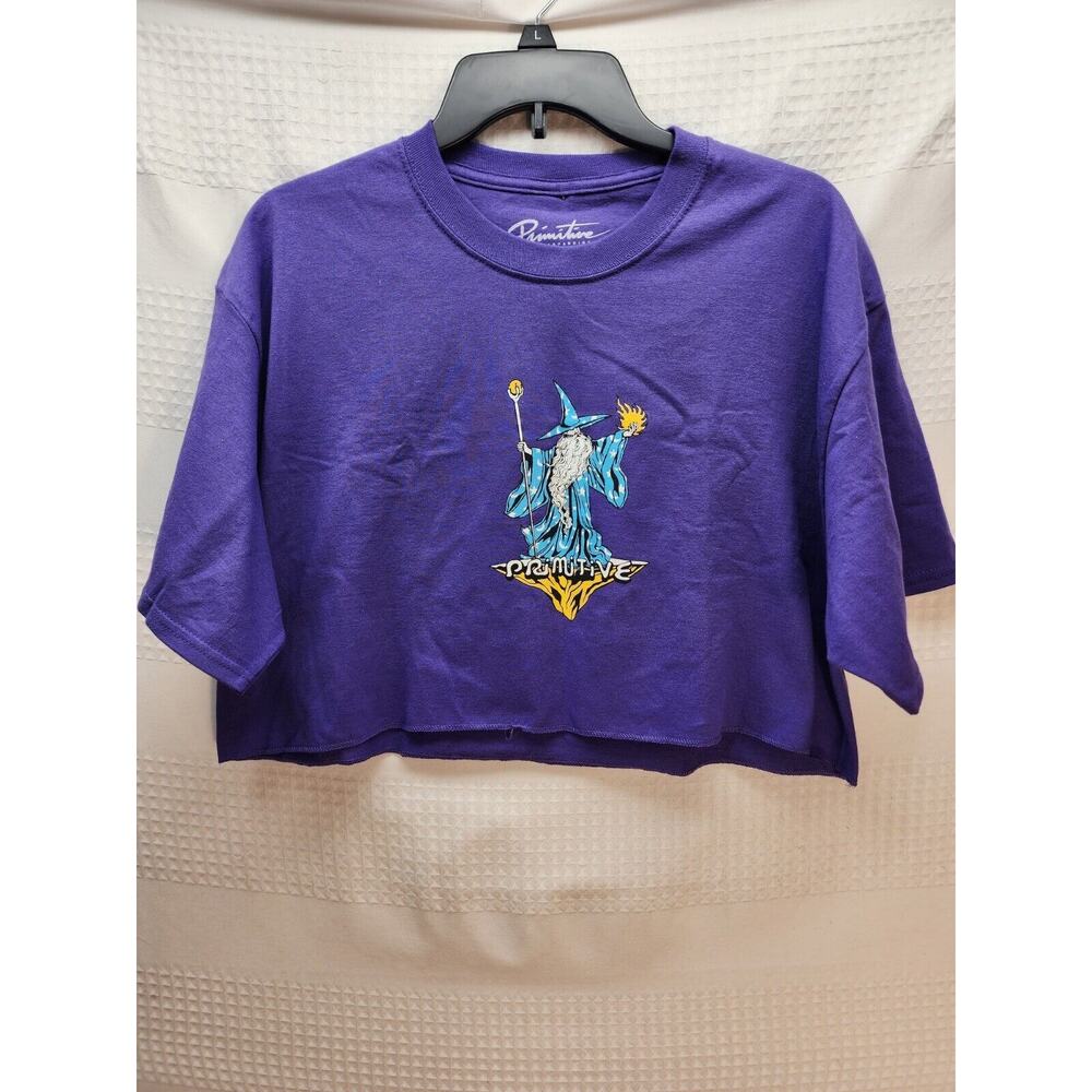 Primitive Short sleeve wizard crop tee crewneck T-shirt purple Womens XL